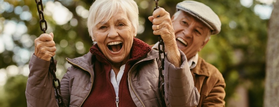 Smiling couple at the park